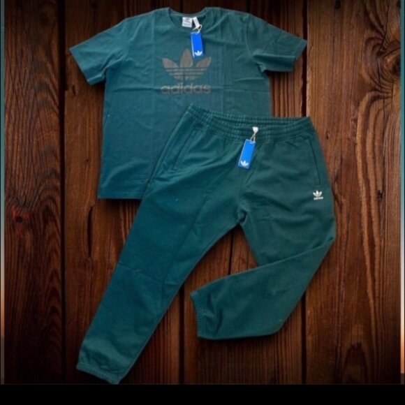 2 pc adidas mens 2X originals outfit t-shirt and joggers matching sweatpants set - Picture 3 of 6